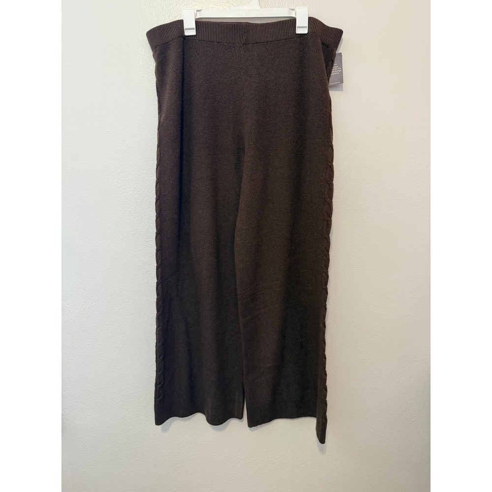 Auden Luxe Cozy Wide-Leg Pants Heather Brown Sweater Knit XXL